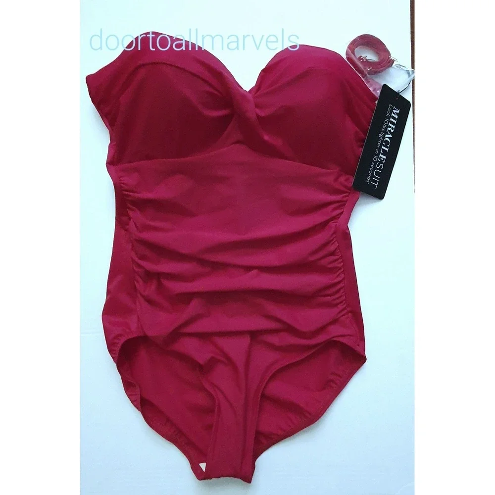 Miraclesuit Madrid Grenadine Red Slimming One Piece Swimsuit Women sz 16 NWT